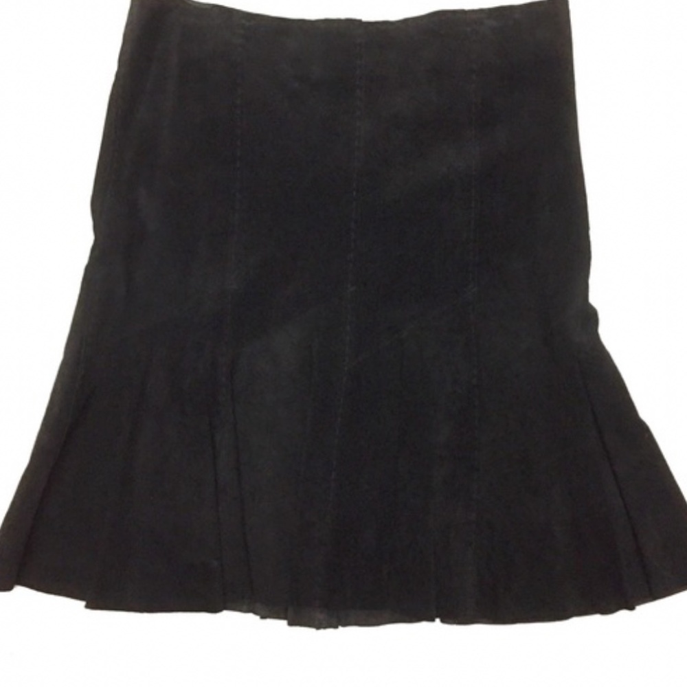 Karen Kane Black Suede Leather Skirt